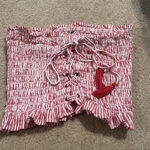 Red and white tube top